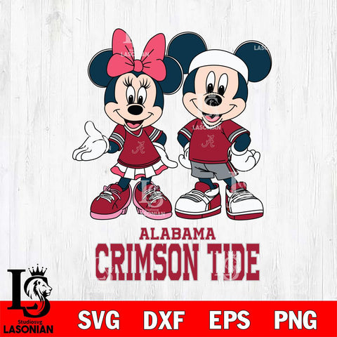 Alabama Crimson Tide Mickey And Minnie Football Svg Eps Dxf Png File, NCAA svg , Digital Download , Instant Download, Cricut File