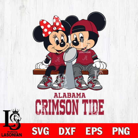 Alabama Crimson Tide Mickey And Minnie Football Champions Svg Eps Dxf Png File, NCAA svg , Digital Download , Instant Download, Cricut File
