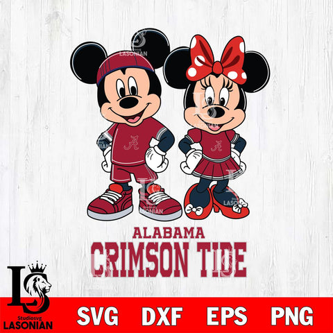 Alabama Crimson Tide Mickey And Minnie Rugby Svg Eps Dxf Png File, NCAA svg , Digital Download , Instant Download, Cricut File