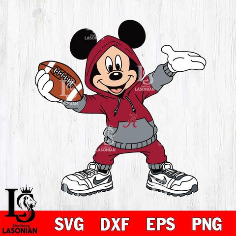 Alabama Crimson Tide Mickey Disney Football Christmas File Cut, NCAA SVG DXF EPS PNG FILE, Digital Download , Criucut , Silhouette