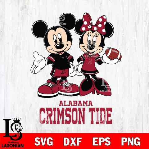 Alabama Crimson Tide Mickey Minnie Football Svg Eps Dxf Png File, NCAA svg , Digital Download , Instant Download, Cricut File