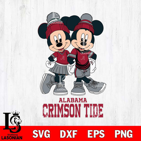Alabama Crimson Tide Mickey Minnie Valentine Football Svg Eps Dxf Png File, NCAA svg , Digital Download , Instant Download, Cricut File