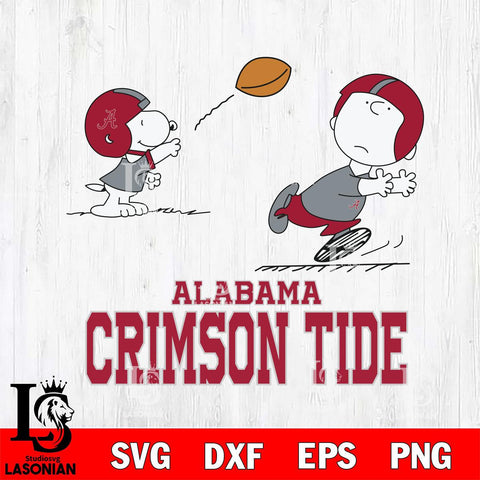 Alabama Crimson Tide Peanuts play football SVG DXF EPS PNG FILE,Snoopy File Cut, NCAA Digital Download,Instant Download,Christmas Silhouette