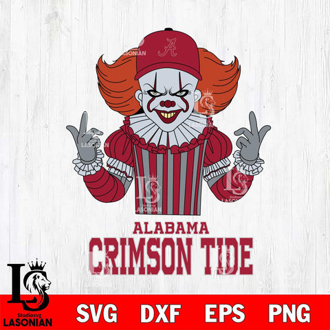 Alabama Crimson Tide Pennywise Horror Sport 8 Svg Eps Dxf Png File, Digital Download