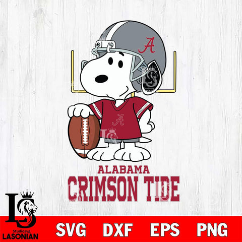 Alabama Crimson Tide Snoopy Player Football SVG DXF EPS PNG FILE,Snoopy File Cut, NCAA Digital Download,Instant Download,Christmas Silhouette