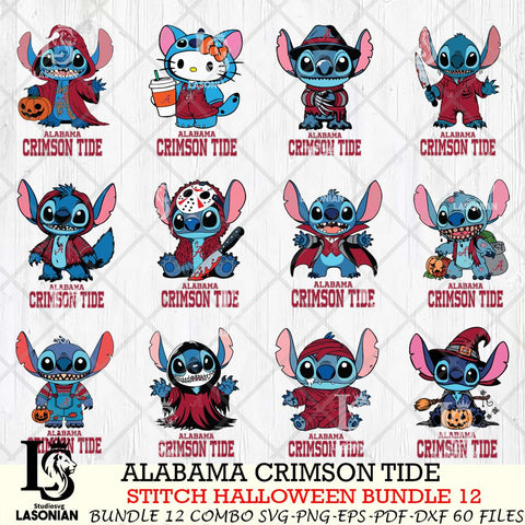 Alabama Crimson Tide Stitch Horror Bundle 12 SVG Svg Eps Dxf Png File, NCAA svg, Digital Download, Instant Download