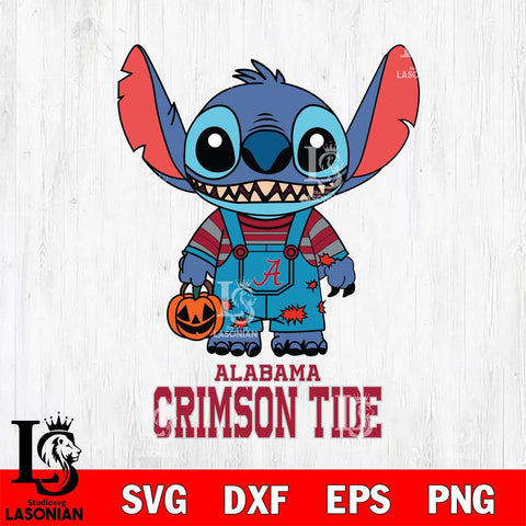 Alabama Crimson Tide Stitch Horror Halloween Svg Eps Dxf Png File, NCAA svg, Digital Download, Instant Download
