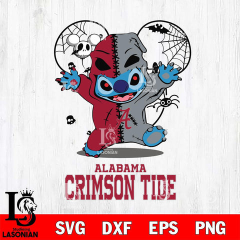 Alabama Crimson Tide Stitch Horror Halloween 2 Svg Eps Dxf Png File, Digital Download, Instant Download