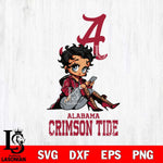 Alabama Crimson Tide Style Black Fan Girl Betty Boop, Svg Eps Dxf Png File, Digital Download