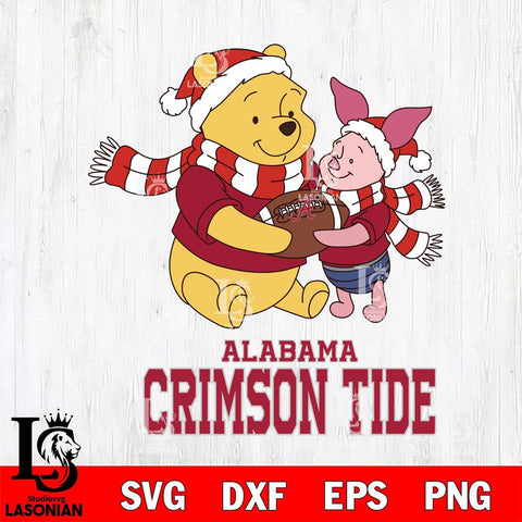 Alabama Crimson Tide Winnie the Pooh & Piglet Football Cricut,Christmas SVG DXF EPS PNG FILE, NCAA Digital Download,Instant Download, Silhouette