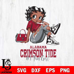 Alabama Crimson Tide #1 Black Fan Girl Betty Boop, Svg Eps Dxf Png File, Digital Download