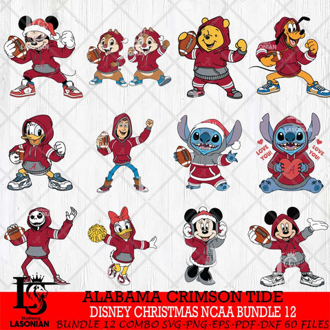 Alabama Crimson Tide  Disney christmas NCAA Bundle File Cut, Bundle NCAA SVG DXF EPS PNG FILE, Digital Download , Criucut , Silhouette