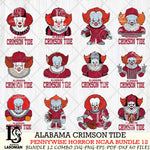 Alabama Crimson Tide  Pennywise Horror NCAA Bundle 12 SVG Svg Eps Dxf Png File, Digital Download