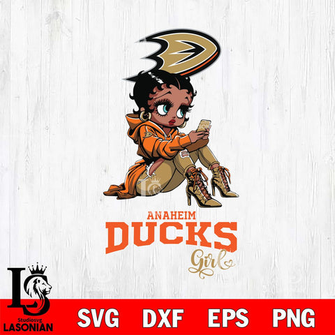 Anaheim Ducks Beauty Black Fan Girl Football, Svg Eps Dxf Png File, Digital Download