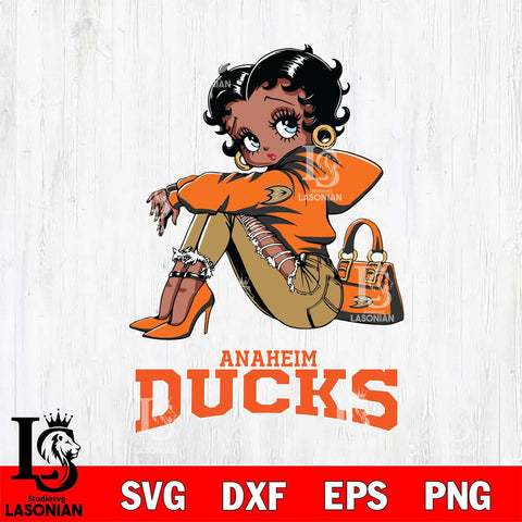 Anaheim Ducks Betty Boop Black Fan Girl Svg Eps Dxf Png File, Digital Download, Instant Download
