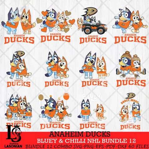 Anaheim Ducks Bluey & Bingo NHL Bundle 12 SVG Svg Eps Dxf Png File, Bundle NHL svg, Digital Download, Instant Download