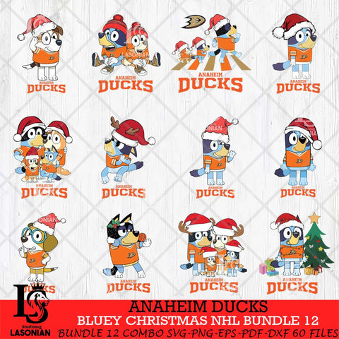 Anaheim Ducks Bluey Christmas NHL Bundle 12 Cricut , Christmas Svg , Bluey svg , Digital Download, dxf eps png pdf file