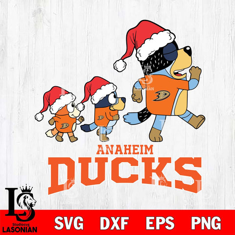 Anaheim Ducks Bluey Family Christmas Svg Eps Dxf Png File, Digital Download