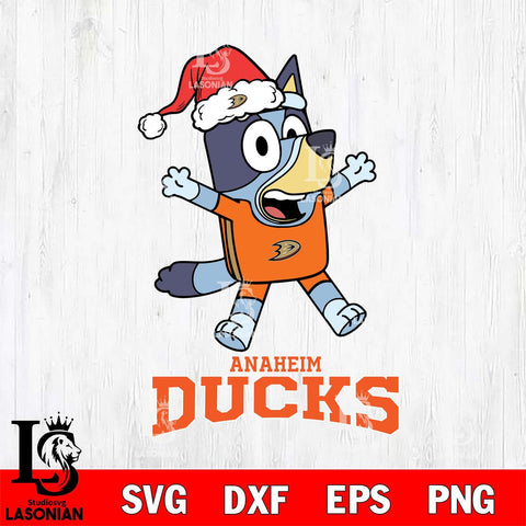 Anaheim Ducks Bluey Happy Christmas Svg Eps Dxf Png File, Digital Download