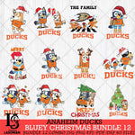 Anaheim Ducks Bluey Happy Christmas Bundle 12 Svg Eps Dxf Png File, Digital Download