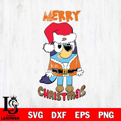 Anaheim Ducks Bluey Merry Christmas Bluey Santa Claus Svg Eps Dxf Png File, Digital Download
