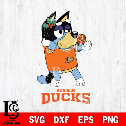 Anaheim Ducks Christmas Bluey Bandit Heeler Svg, Christmas Svg , NHL svg , Digital Download, dxf eps png pdf file