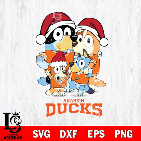 Anaheim Ducks Christmas Bluey Family Sport Svg, Christmas Svg , NHL svg , Digital Download, dxf eps png pdf file