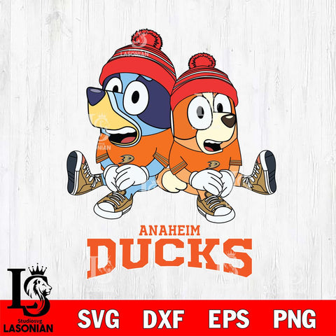Anaheim Ducks Christmas Bluey & Bingo Sit Svg, Christmas Svg , NHL svg , Digital Download, dxf eps png pdf file