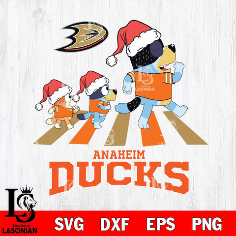 Anaheim Ducks Christmas Family Bluey Walking Svg, Christmas Svg , NHL svg , Digital Download, dxf eps png pdf file