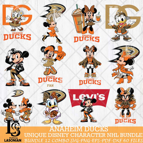 Anaheim Ducks Disney character NHL Bundle 12 Svg Eps Dxf Png File, Digital Download, Instant Download
