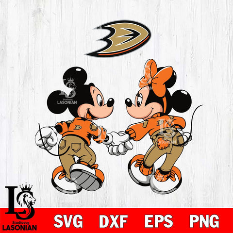Anaheim Ducks Fan Minnie And Mickey Love Svg Eps Dxf Png File, Digital Download, Instant Download