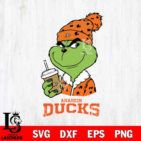 Anaheim Ducks Grinch Cofffe Christmas Cut Files, Cricut,Christmas Svg Dxf Eps Png file , Digital Download