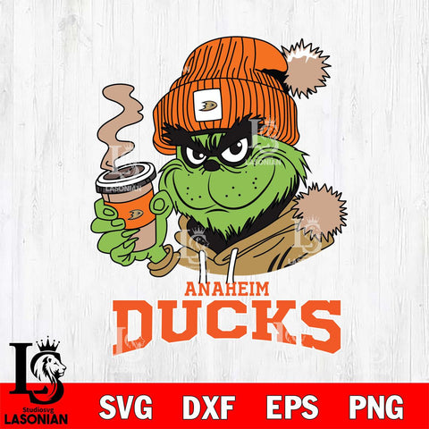 Anaheim Ducks Grinch Cofffe Hoodie Cut Files, Cricut,Christmas Svg Dxf Eps Png file , Digital Download