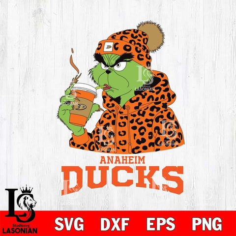 Anaheim Ducks Grinch Leopard Christmas Cut Files, Cricut,Christmas Svg Dxf Eps Png file , Digital Download