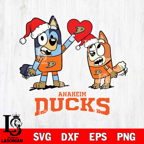 Anaheim Ducks Love Bluey Christmas Svg Eps Dxf Png File, Digital Download