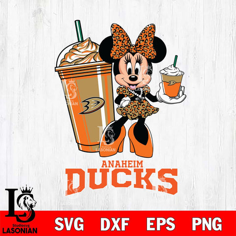 Anaheim Ducks Minnie Mouse Fan And Coffee Svg Eps Dxf Png File, Digital Download, Instant Download