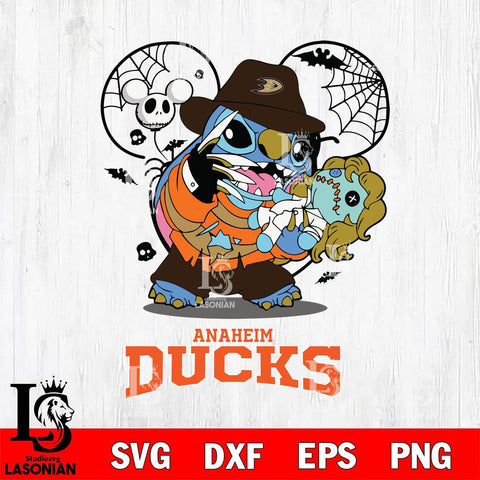 Anaheim Ducks Stitch Freddy Krueger Halloween Svg Eps Dxf Png File, Digital Download, Instant Download