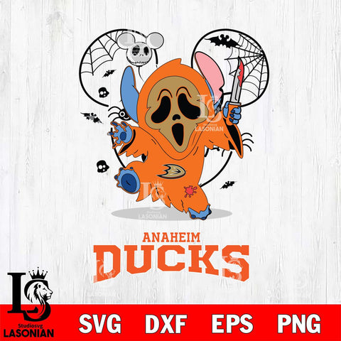 Anaheim Ducks Stitch Ghost Face Halloween 2 Svg Eps Dxf Png File, Digital Download, Instant Download