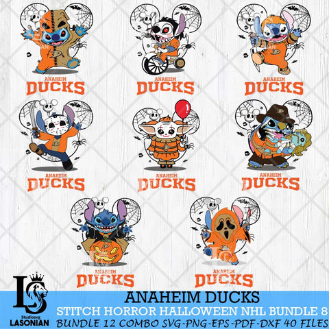 Anaheim Ducks Stitch Halloween Bundle 8 SVG Svg Eps Dxf Png File, Digital Download, Instant Download