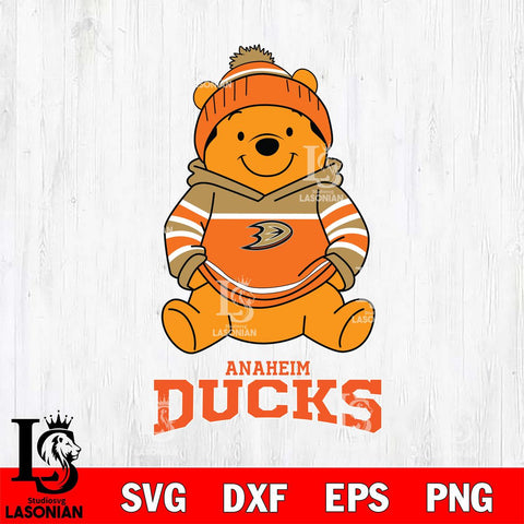 Anaheim Ducks Winnie The Pooh Hockey SVG DXF EPS PNG FILE,NHL File Cut,Disney Digital Download,Instant Download, Silhouette