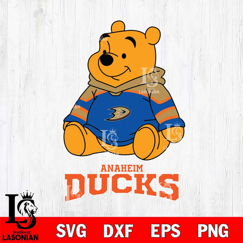 Anaheim Ducks Winnie The Pooh NHL Hockey SVG DXF EPS PNG FILE,NHL File Cut,Disney Digital Download,Instant Download, Silhouette
