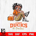 Anaheim Ducks #1 Black Fan Girl Betty Boop, Svg Eps Dxf Png File, Digital Download