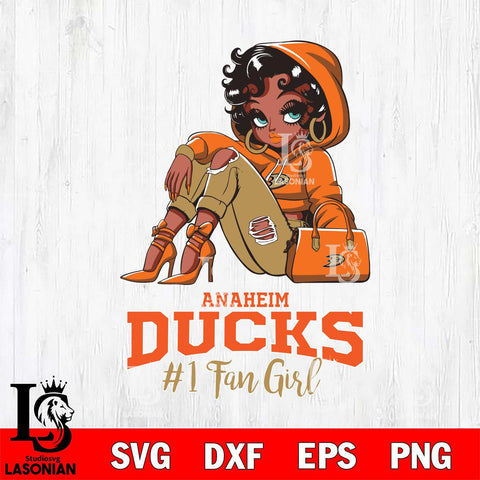 Anaheim Ducks #1 beauty Black Fan Girl, Svg Eps Dxf Png File, Digital Download