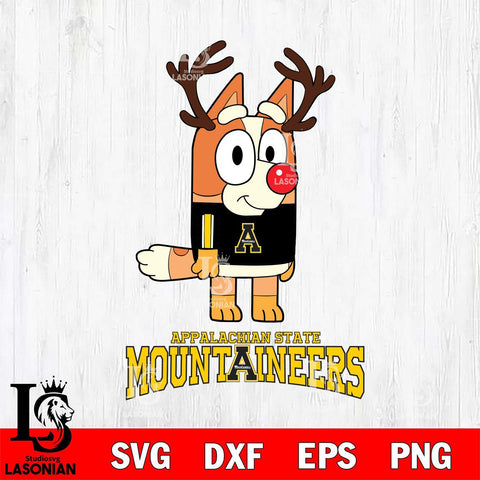 Appalachian State Mountaineers Bluey Chilli Christmas Deer Svg Eps Dxf Png File, Digital Download