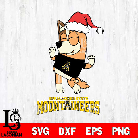 Appalachian State Mountaineers Bluey Chilli Happy Christmas Svg Eps Dxf Png File, Digital Download