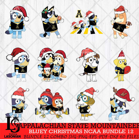 Appalachian State Mountaineers Bluey Christmas NCAA Bundle 12 SVG Eps Dxf Png File, Digital Download, Instant Download