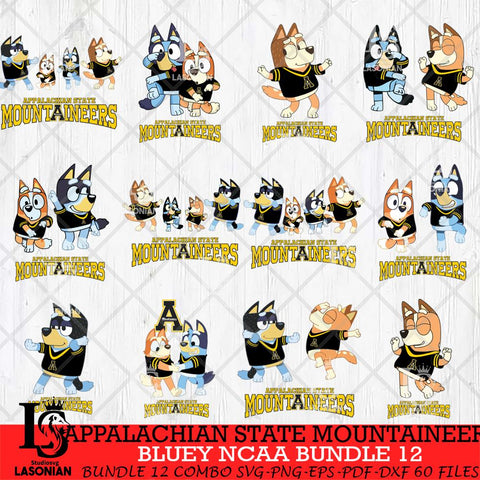 Appalachian State Mountaineers Bluey Dace Mode NCAA Bundle 12 SVG Eps Dxf Png File, Digital Download, Instant Download