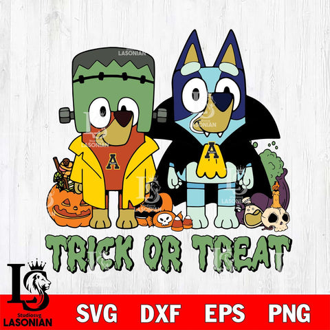 Appalachian State Mountaineers Bluey Halloween Trick or Treat Svg Eps Dxf Png File, Digital Download, Instant Download