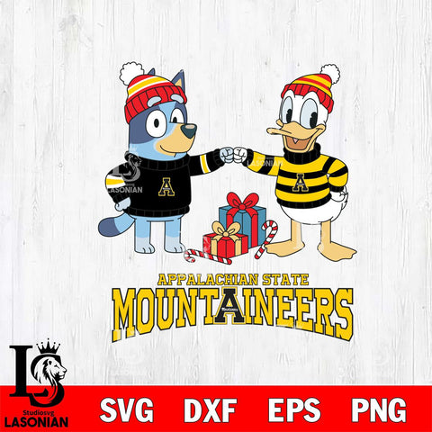 Appalachian State Mountaineers Bluey With Donald Duck Christmas File Cut, NCAA SVG DXF EPS PNG FILE, Digital Download,Instant Download, Silhouette