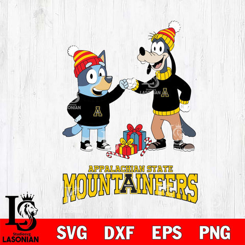 Appalachian State Mountaineers Bluey With Goofy Christmas File Cut, NCAA SVG DXF EPS PNG FILE, Digital Download,Instant Download, Silhouette